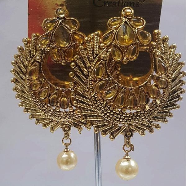 Shreeji Austrian Stone Gold Plated Dangler Earrings-ShreejiEar05
