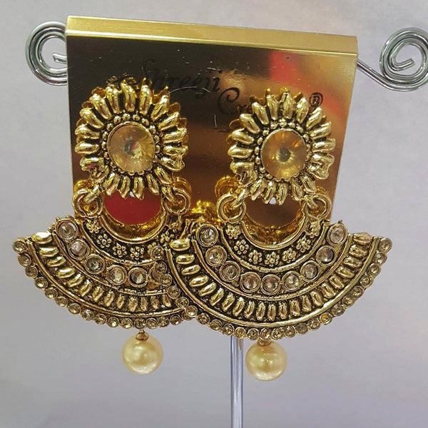 Shreeji Austrian Stone Gold Plated Dangler Earrings-ShreejiEar07