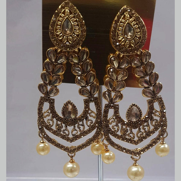 Shreeji Austrian Stone Gold Plated Dangler Earrings-ShreejiEar09