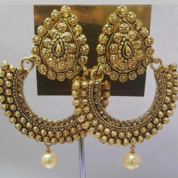 Shreeji Austrian Stone Gold Plated Dangler Earrings-ShreejiEar10