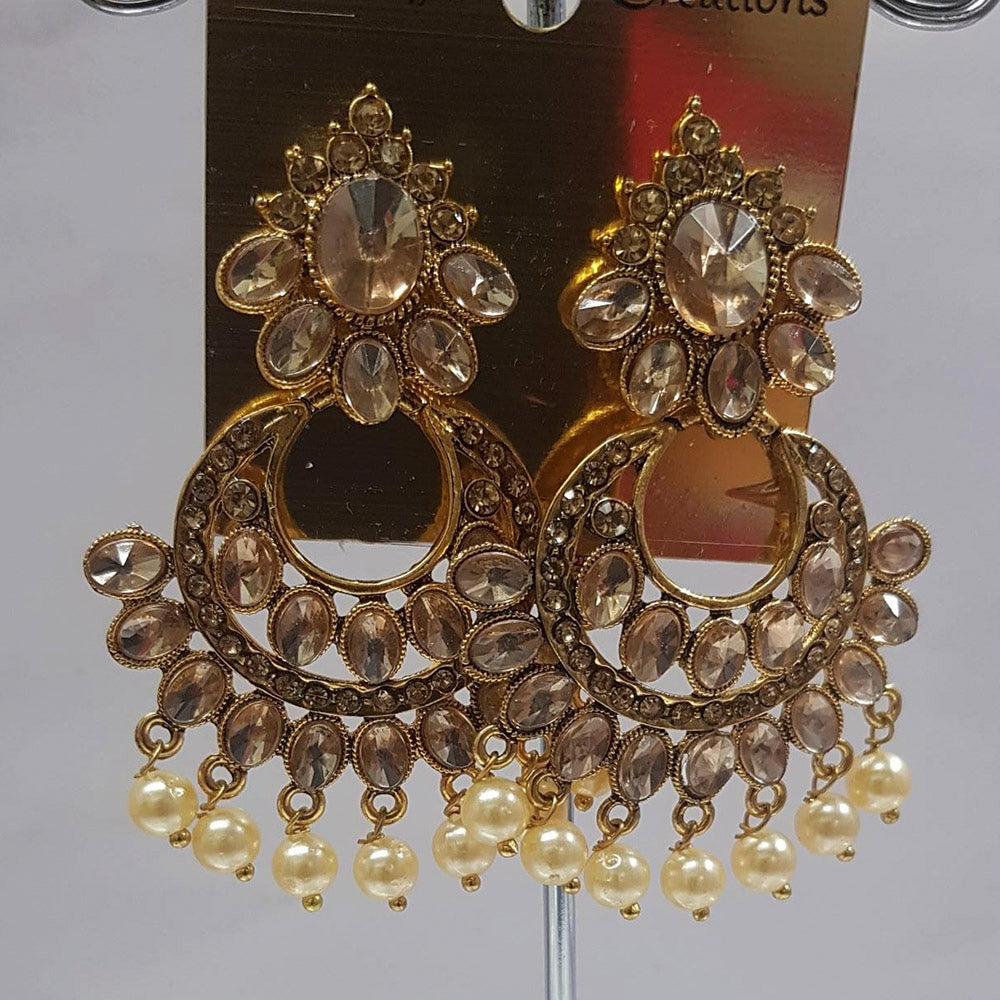 Shreeji Austrian Stone Gold Plated Dangler Earrings-ShreejiEar11