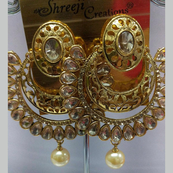 Shreeji Austrian Stone Gold Plated Dangler Earrings-ShreejiEar12