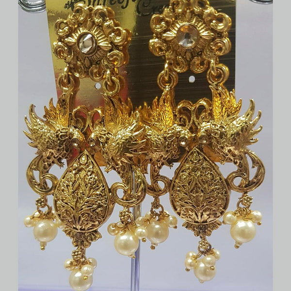 Shreeji Austrian Stone Gold Plated Dangler Earrings-ShreejiEar13