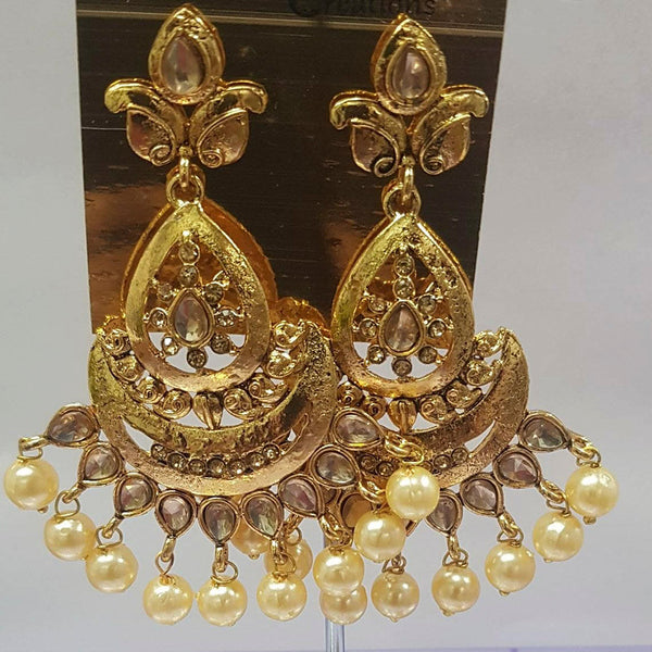 Shreeji Austrian Stone Gold Plated Dangler Earrings-ShreejiEar14