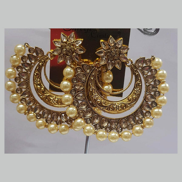 Shreeji Austrian Stone Gold Plated Dangler Earrings-ShreejiEar15