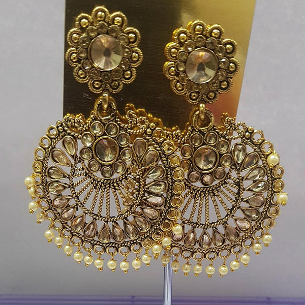 Shreeji Austrian Stone Gold Plated Dangler Earrings-ShreejiEar17
