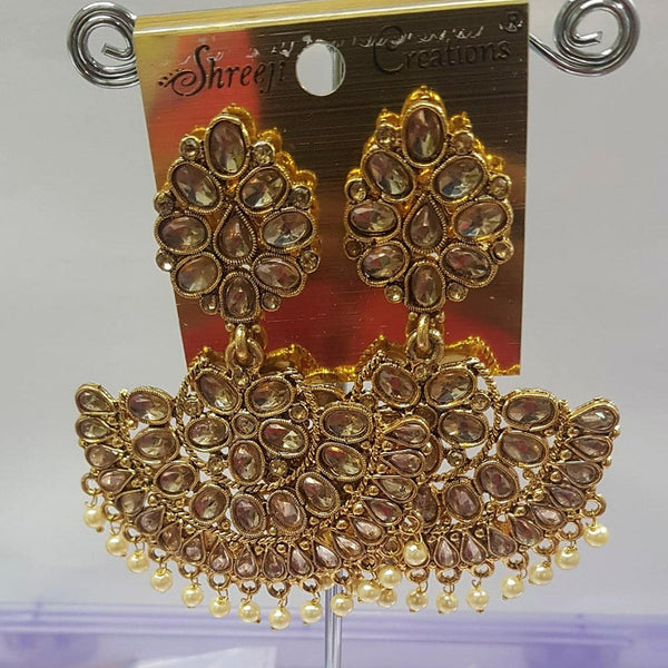 Shreeji Austrian Stone Gold Plated Dangler Earrings-ShreejiEar18