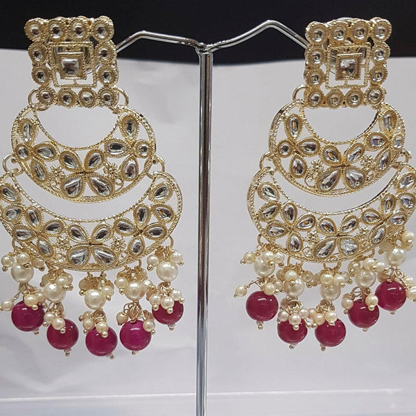 Shreeji Austrian Stone Gold Plated Dangler Earrings-ShreejiEar19