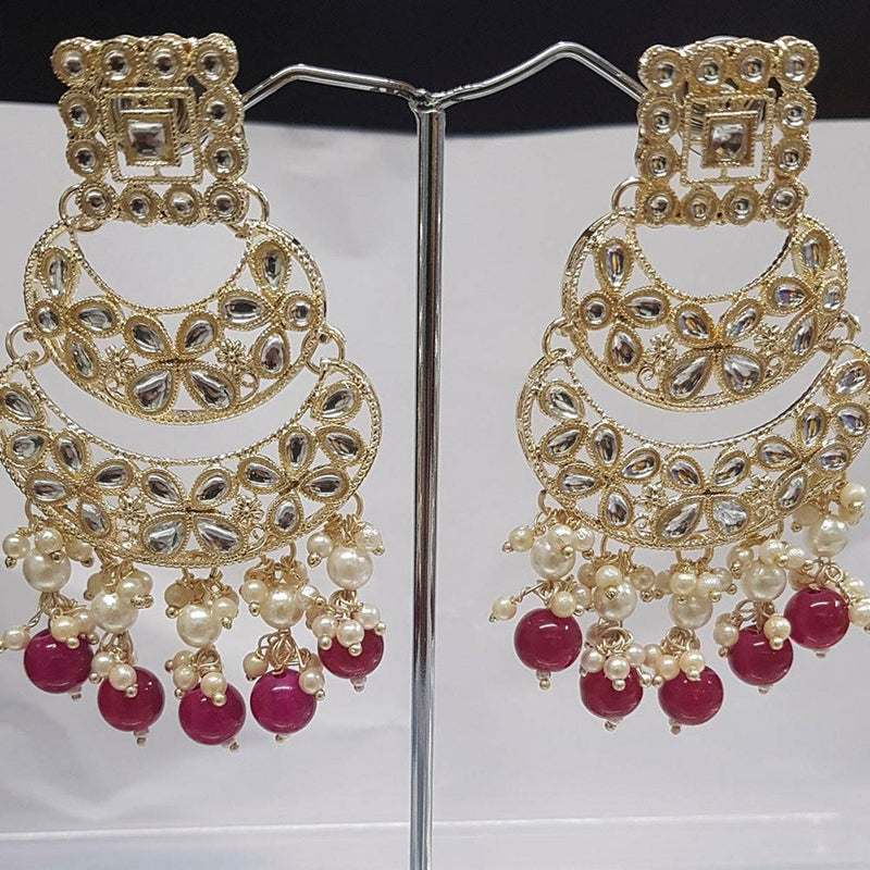 Shreeji Austrian Stone Gold Plated Dangler Earrings-ShreejiEar19