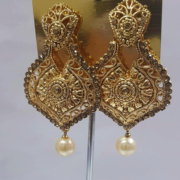 Shreeji Austrian Stone Gold Plated Dangler Earrings-ShreejiEar22