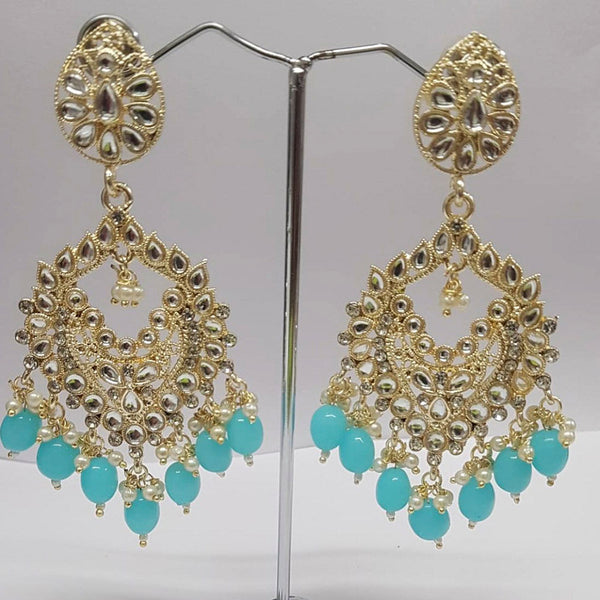 Shreeji Kundan Stone Gold Plated Dangler Earrings - ShreejiEar24