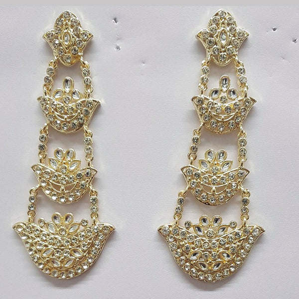 Shreeji Kundan Stone Gold Plated Dangler Earrings - ShreejiEar32