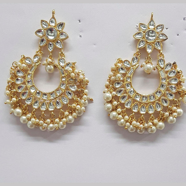 Shreeji Kundan Stone Gold Plated Dangler Earrings - ShreejiEar34