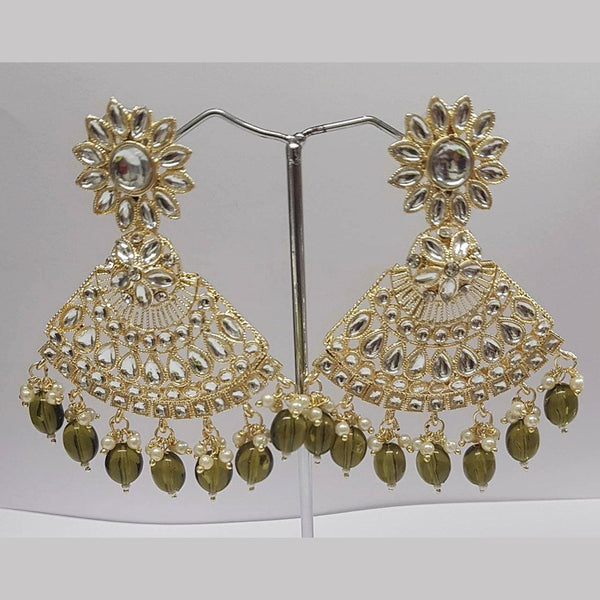 Shreeji Kundan Stone Gold Plated Dangler Earrings - ShreejiEar35