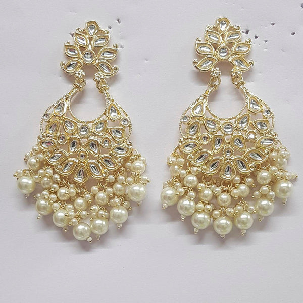 Shreeji Kundan Stone Gold Plated Dangler Earrings - ShreejiEar36