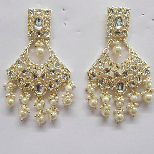 Shreeji Kundan Stone Gold Plated Dangler Earrings - ShreejiEar37