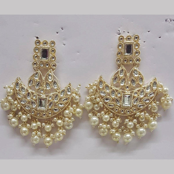 Shreeji Kundan Stone Gold Plated Dangler Earrings - ShreejiEar38