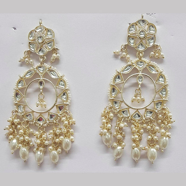 Shreeji Kundan Stone Gold Plated Dangler Earrings - ShreejiEar40