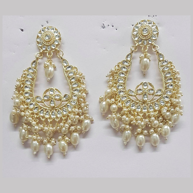 Shreeji Kundan Stone Gold Plated Dangler Earrings - ShreejiEar41