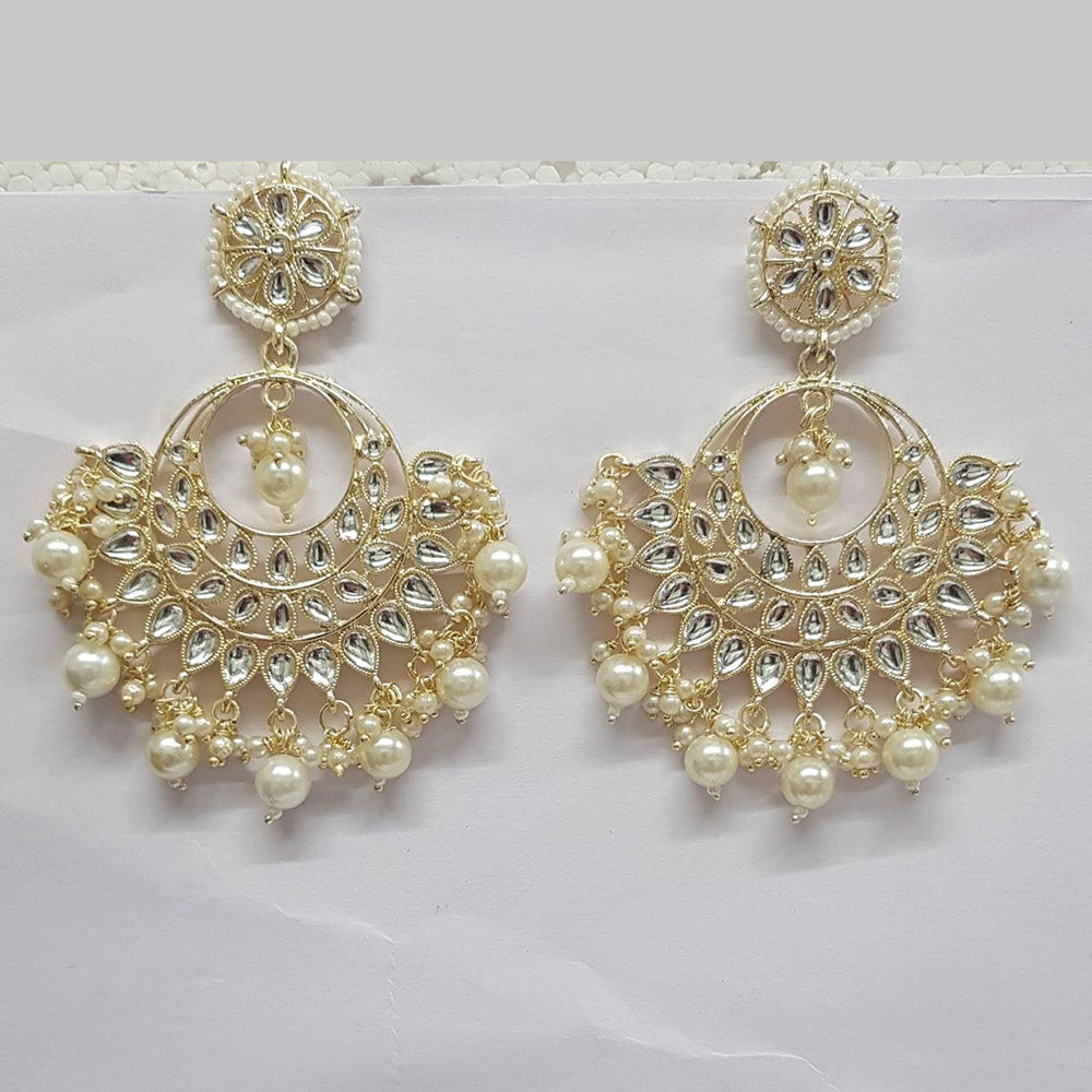 Shreeji Kundan Stone Gold Plated Dangler Earrings - ShreejiEar45