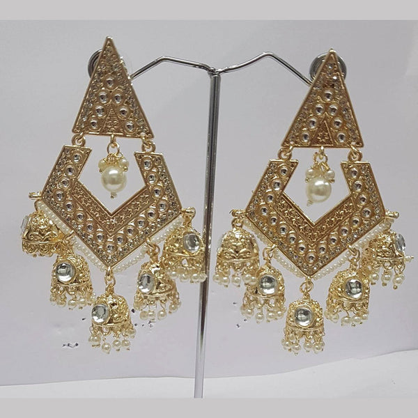 Shreeji Kundan Stone Gold Plated Dangler Earrings - ShreejiEar47