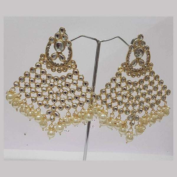 Shreeji Kundan Stone Gold Plated Dangler Earrings - ShreejiEar48