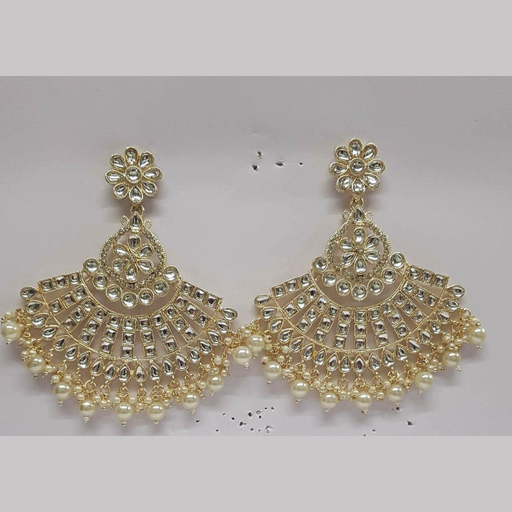 Shreeji Kundan Stone Gold Plated Dangler Earrings - ShreejiEar51