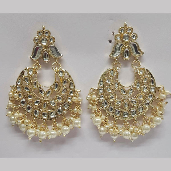 Shreeji Kundan Stone Gold Plated Dangler Earrings - ShreejiEar52