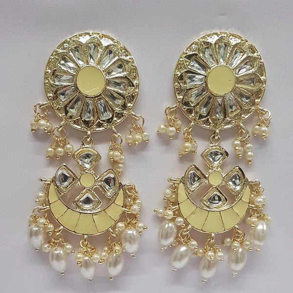 Shreeji Kundan Stone Gold Plated Dangler Earrings - ShreejiEar53