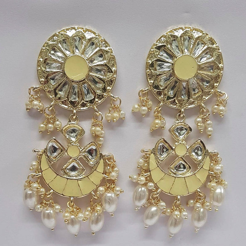 Shreeji Kundan Stone Gold Plated Dangler Earrings - ShreejiEar53