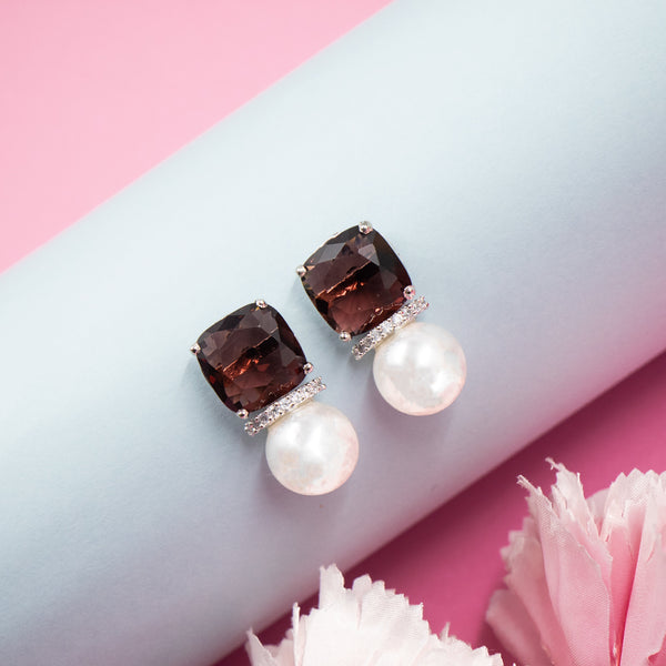 Nipura Silver Merlot Pearly Earrings