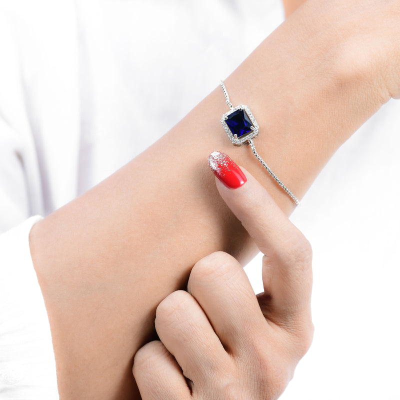 Nipura Silver Solitaire Azure Bolo-bracelet