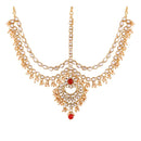 Etnico Gold Plated Traditional Kundan & Pearl Matha Patti/Maang Tikka for Women (T2014M)