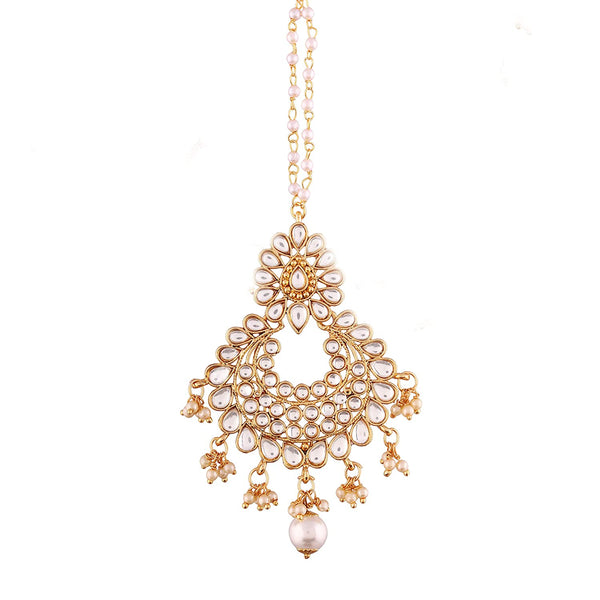 Etnico Gold Plated Kalank Inspired Pearl Maang Tikka for Women (T2017W)