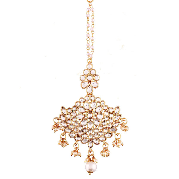 Etnico Gold Plated Kalank Inspired Pearl Maang Tikka for Women (T2018W)