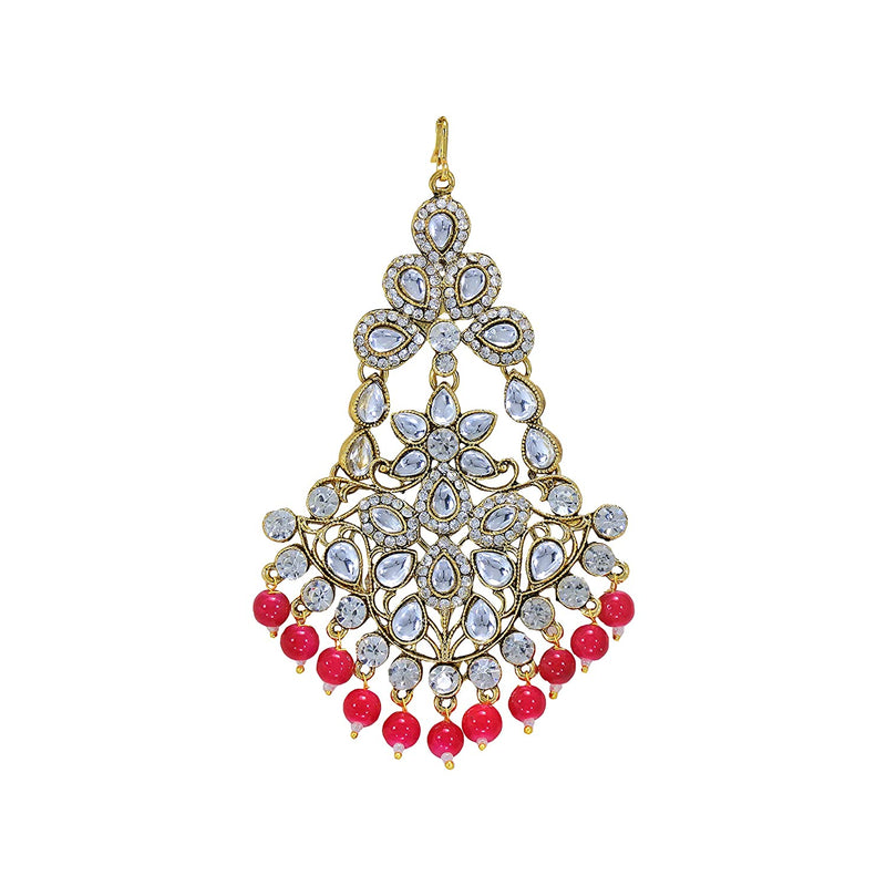 Etnico Gold Plated Kundan & Pearl Pasa Kalank Inspired Hair Jewellery for Women (T2024R)