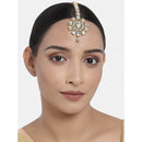 Etnico 18K Gold Plated Traditional Kundan & Stone Studded Maang Tikka for Women & Girls (T2035W)