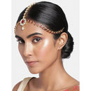 Etnico 18K Gold Plated Kundan Studded Bridal Matha Patti/Maang Tikka for Women (T2045M)