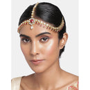 Etnico 18K Gold Plated Kundan Studded Bridal Matha Patti/Maang Tikka for Women (T2046M)