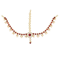 Etnico 18K Gold Plated Kundan Studded Bridal Matha Patti/Maang Tikka for Women (T2056M)