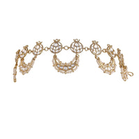Etnico18k Gold Plated Traditional Floral Kundan Pearl Studded Rajasthani Sheeshphool/ Mathapatti for Women (T2062W)