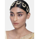Etnico18k Gold Plated Traditional Floral Kundan Pearl Studded Rajasthani Sheeshphool/ Mathapatti for Women (T2062W)