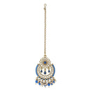 Etnico 18K Gold Plated Traditional Kundan & Pearl Studded Maang Tikka For Women (T4001Bl)