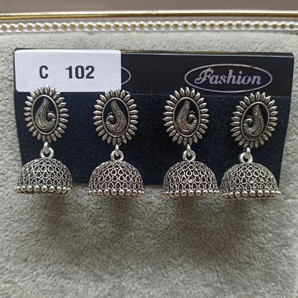 Tahura Oxidized Plated Pack Of 24  Jhumki Earrings - TAHEAR03