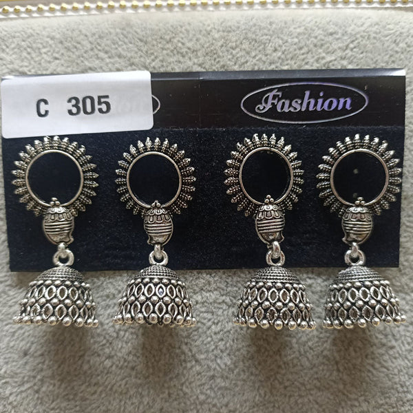 Tahura Oxidized Plated Pack Of 24  Jhumki Earrings - TAHEAR09