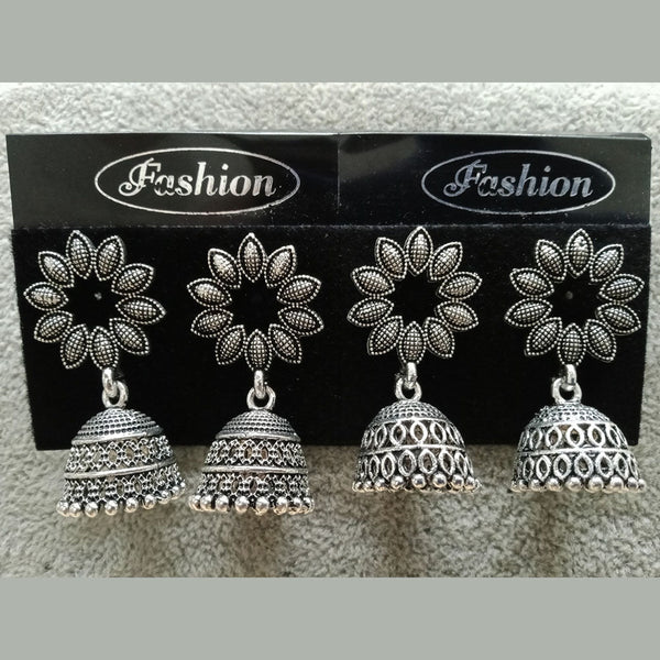 Tahura Oxidized Plated Pack Of 24  Jhumki Earrings ( Assorted Design ) - TAHEAR29