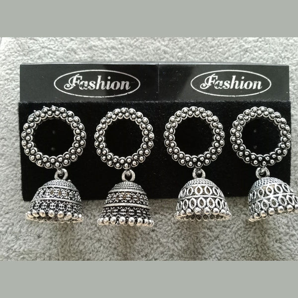 Tahura Oxidized Plated Pack Of 24  Jhumki Earrings ( Assorted Design ) - TAHEAR32