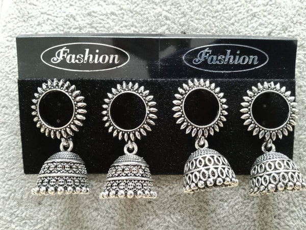 Tahura Oxidized Plated Pack Of 24  Jhumki Earrings ( Assorted Design ) - TAHEAR38