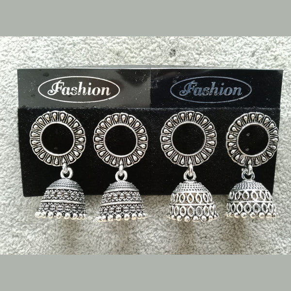 Tahura Oxidized Plated Pack Of 24  Jhumki Earrings ( Assorted Design ) - TAHEAR43