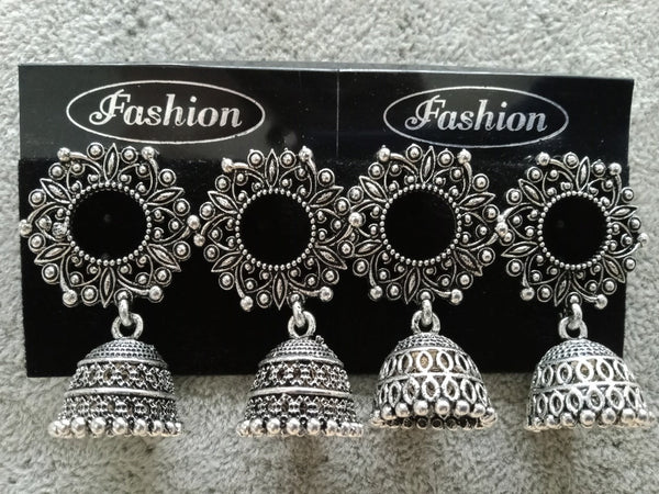 Tahura Oxidized Plated Pack Of 24  Jhumki Earrings ( Assorted Design ) - TAHEAR44